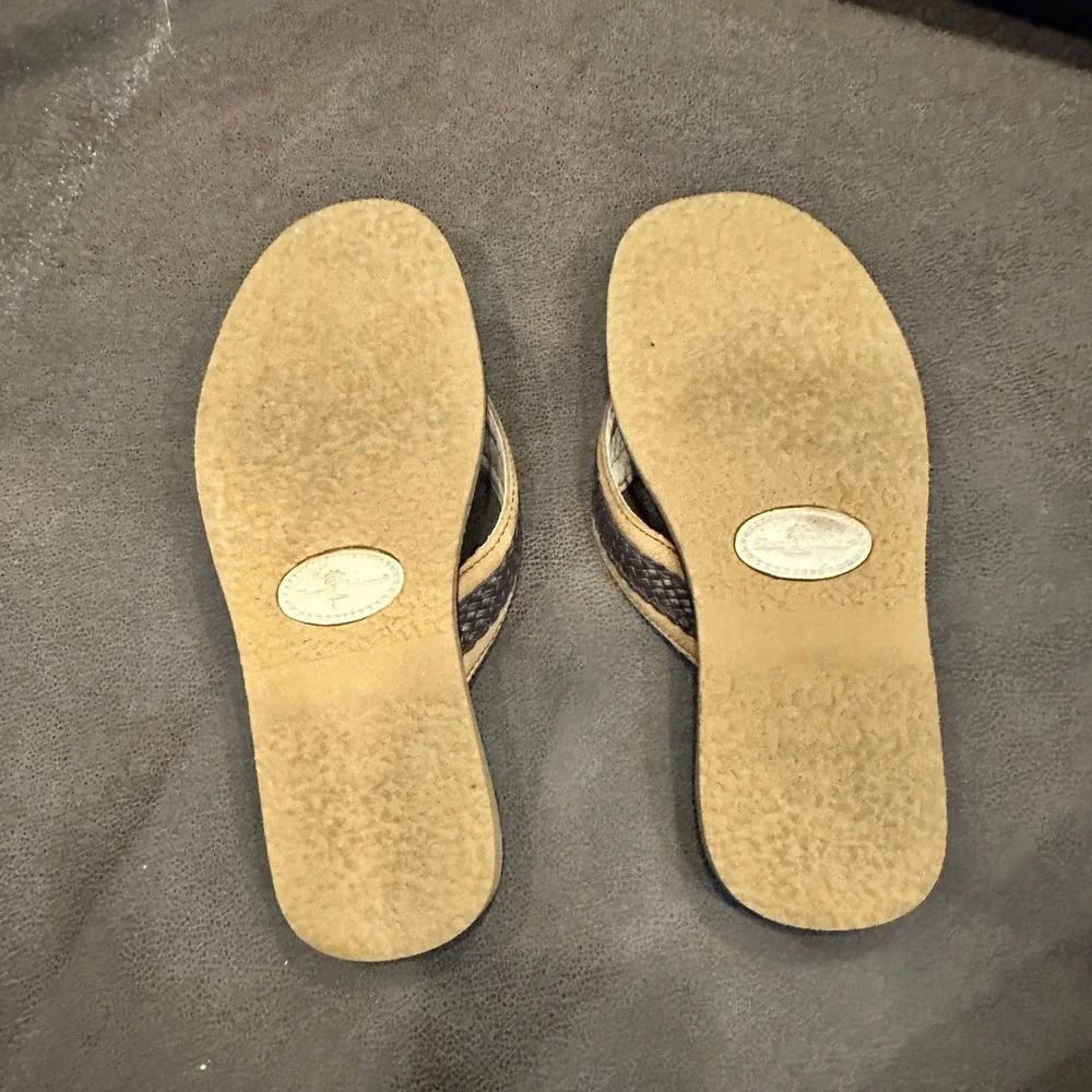 Tommy Bahama Anchored Leather Sandals Men's Size 9 Flip Flops Tan & Brown